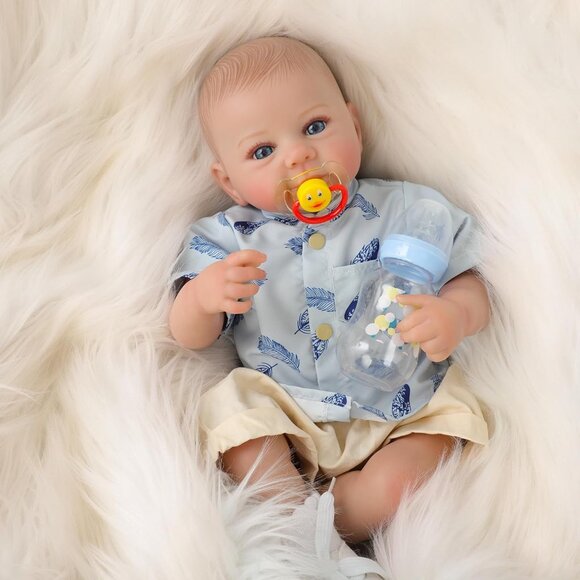 🆕20Inch Soft Cloth Body Newborn Baby Poseable Limbs Smiling Noah Doll Baby Boy - Picture 1 of 10